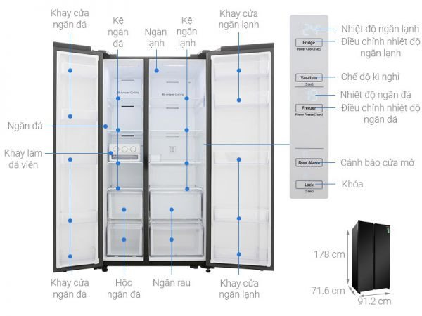 What are the sizes of mini refrigerators, 2 wings, side by side ... of Panasonic, Sharp, Samsung, Toshiba, Hitachi, LG? Picture 45