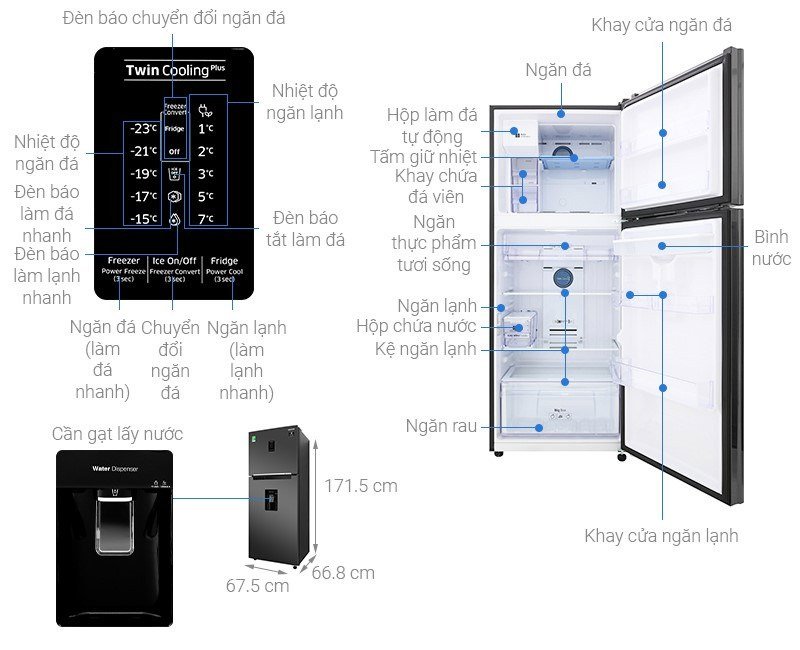 What are the sizes of mini refrigerators, 2 wings, side by side ... of Panasonic, Sharp, Samsung, Toshiba, Hitachi, LG? Picture 9