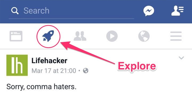 What does the missile icon on the Facebook application mean? Picture 1