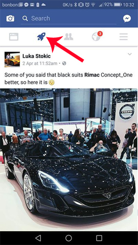 What does the missile icon on the Facebook application mean? Picture 3