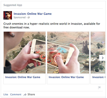 What is a revolving ad on Facebook? How does the image and video size fit? Picture 3
