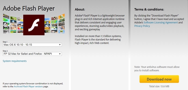 downloading flash player for mac