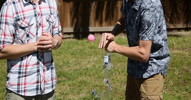 Why do you smash the glass bottle with your hand, the bottom part breaks? Picture 1