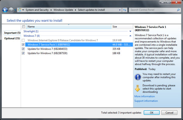 Windows 7 will automatically install Service Pack 1 on March 20 Picture 1