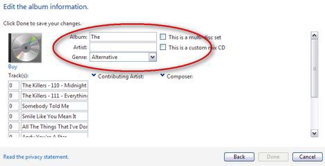 Windows Media Player 11: Add covers and update album information Picture 6
