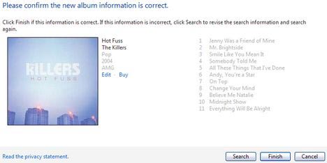 Windows Media Player 11: Add covers and update album information Picture 7