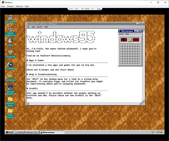 Windows95 v2.0 has played DOOM, Wolfenstein 3D and many other interesting games Picture 1