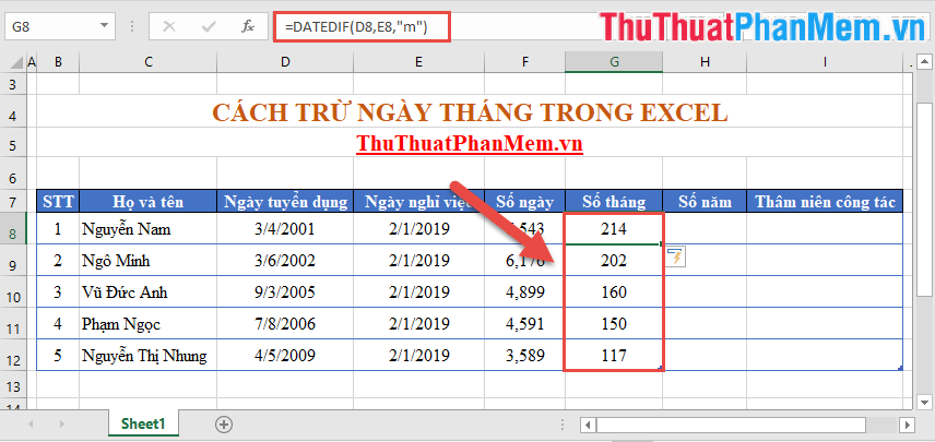 Wings calculates the number of days, the difference between two dates in Excel Picture 7