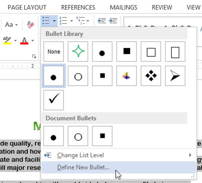 new bullet points for word 2010