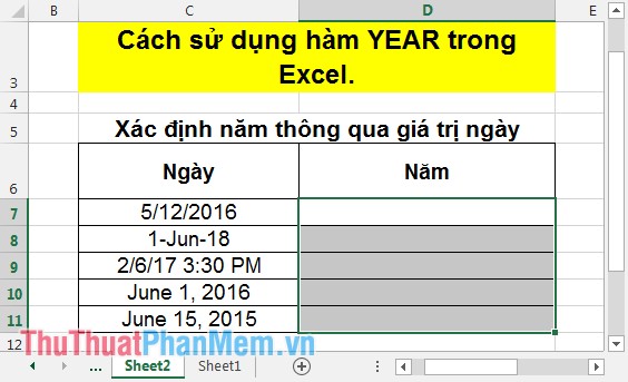 YEAR - The function for the value is the year of a numeric expression in Excel Picture 1