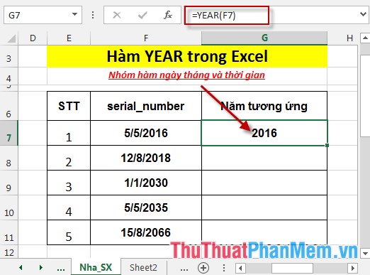 YEAR - The function returns the year corresponding to a date in Excel Picture 4
