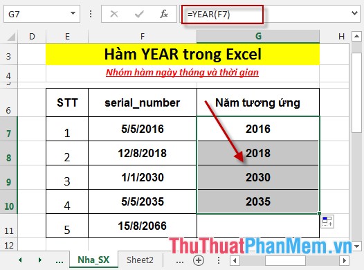 YEAR - The function returns the year corresponding to a date in Excel Picture 5