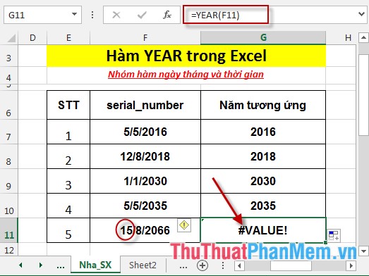 YEAR - The function returns the year corresponding to a date in Excel Picture 6