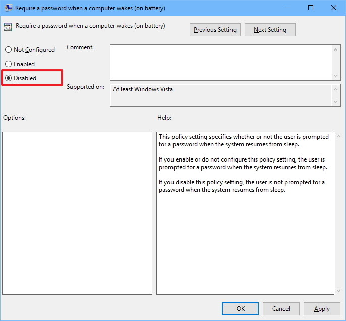 Your computer requires entering a password after starting from Sleep mode, this is a fix Picture 4