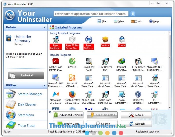 Your Uninstaller - Software to thoroughly uninstall applications Picture 1