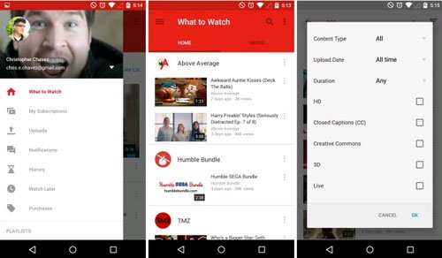 YouTube on Android uses Material interface Picture 1