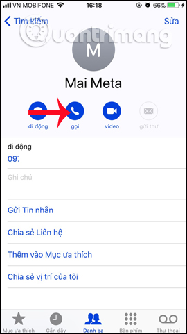 Zalo allows direct calling from contacts Picture 3