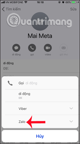 Zalo allows direct calling from contacts Picture 4