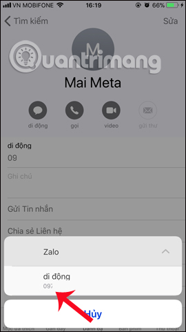 Zalo allows direct calling from contacts Picture 5