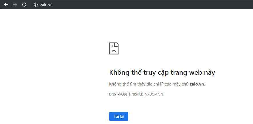 Zalo.vn domain has been deactivated for 45 days Picture 1