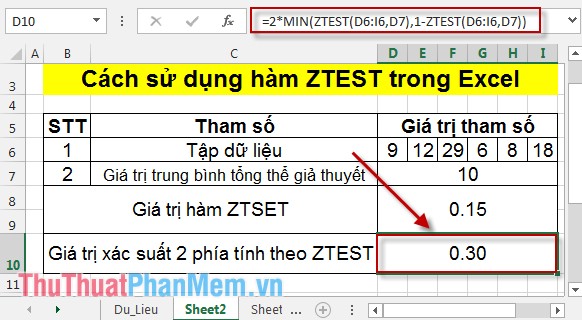 ZTEST function - Returns the probability value on one side of the z test in Excel Picture 7