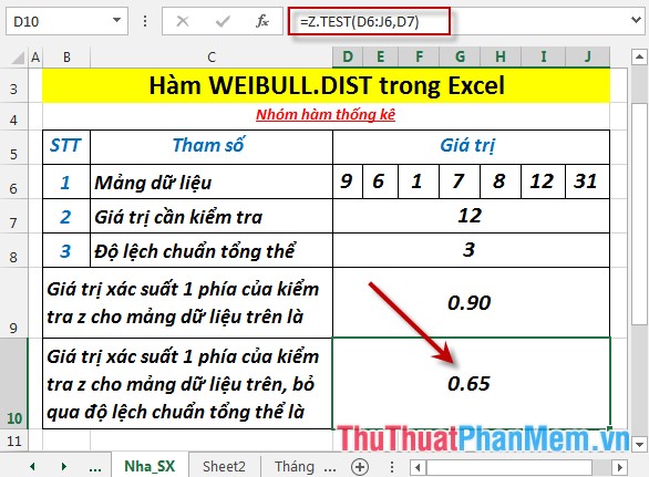 Z.TEST function - The function returns one-sided value of the z test in Excel Picture 6