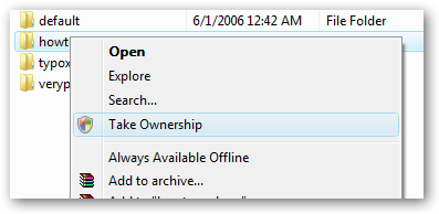 Add 'Take Ownership' on Windows Vista, 7, 8, and 8.1