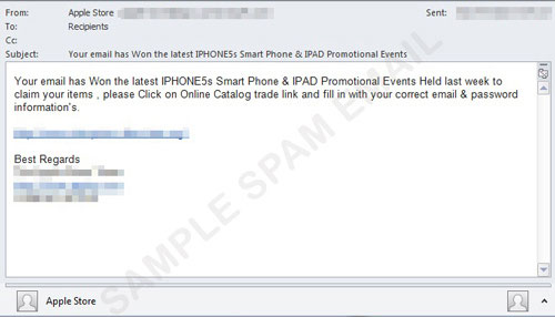 Appearing Fake Email Donated Free iPhone 5S