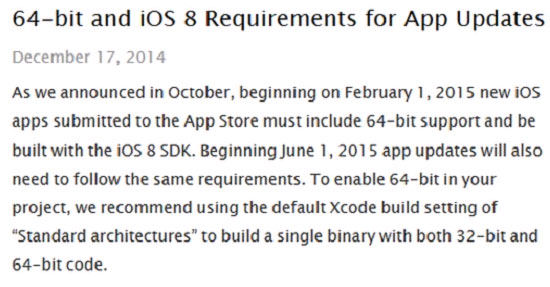 Apple Forces Upcoming iOS Applications to Support 64-bit