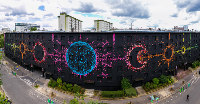 Beautiful Cracked Art Wall Made from 15,000 Origami Paper Birds