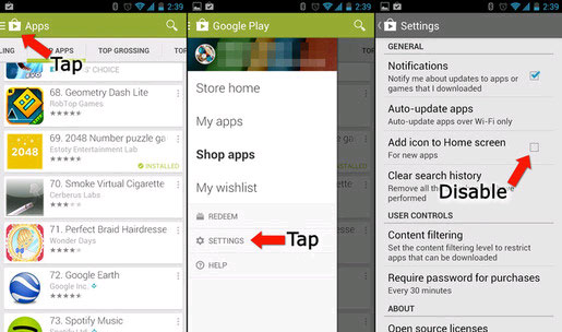 Block Android Apps Automatically Create Shortcuts Automatically