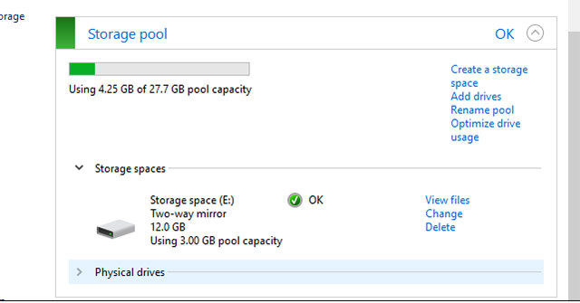 Change Storage Space in Storage Pool on Windows 10