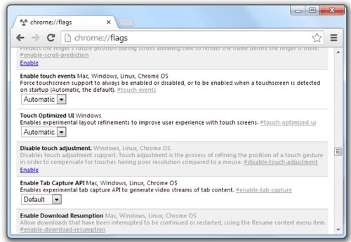 Chrome Browser for Touch-enabled Computers
