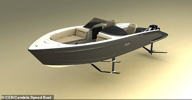 Close up of the World's First Electric Powered Boat, Glides