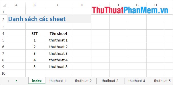 Create List Of Worksheets In Excel