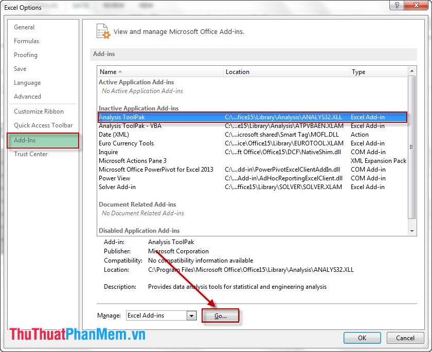 activate analysis toolpak excel 2016