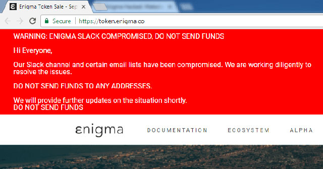 Enigma Is Hacked, More Than $470,000 Ethereum Is Stolen