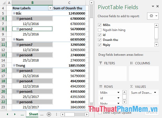 Filter PivotTable Report Data in Excel