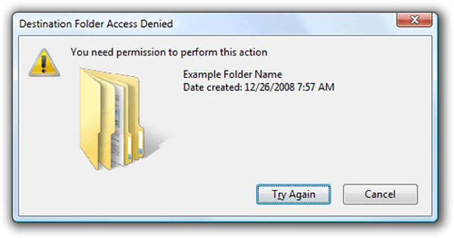 destination folder access denied windows 8