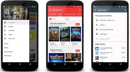 Google Play Store Update, Add My Account Page