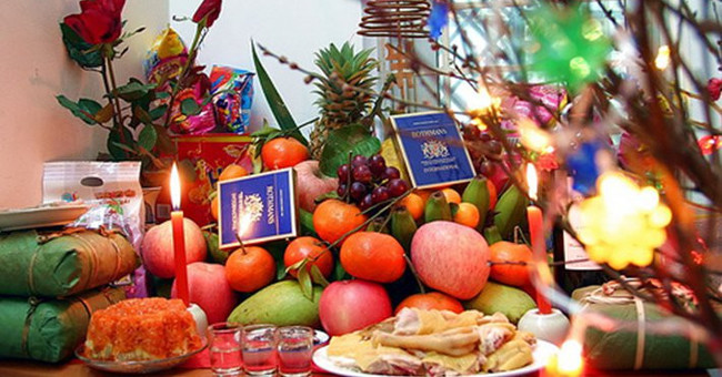 Homework and Outdoor Worship Offerings Under Vietnamese Traditional