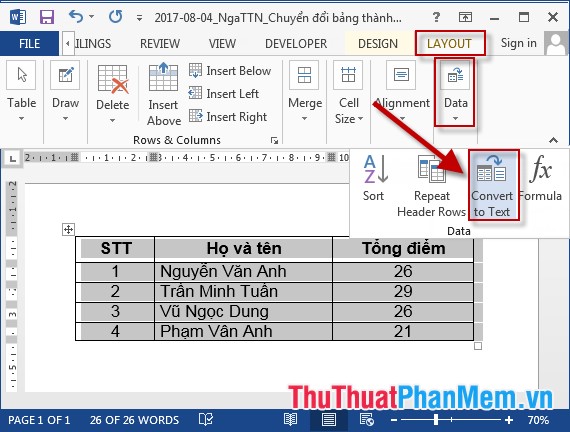 text to table word 2013