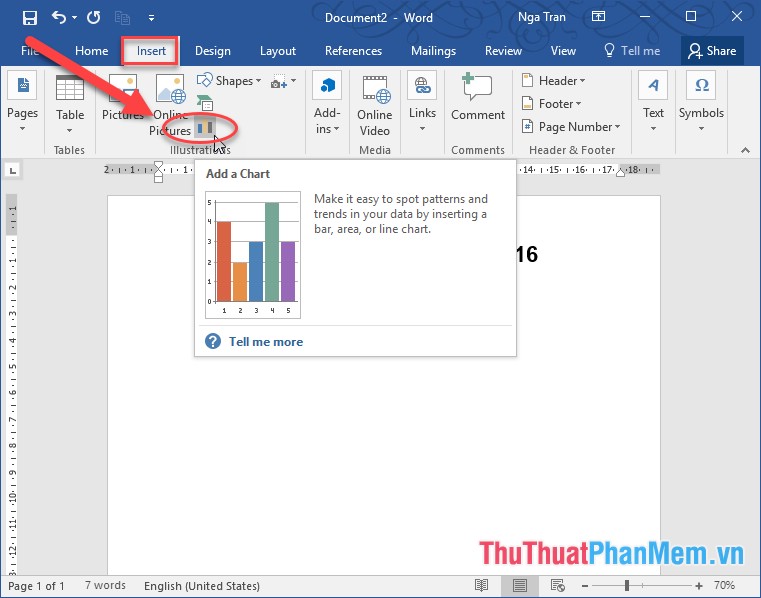 How to create a chart in Word 2016