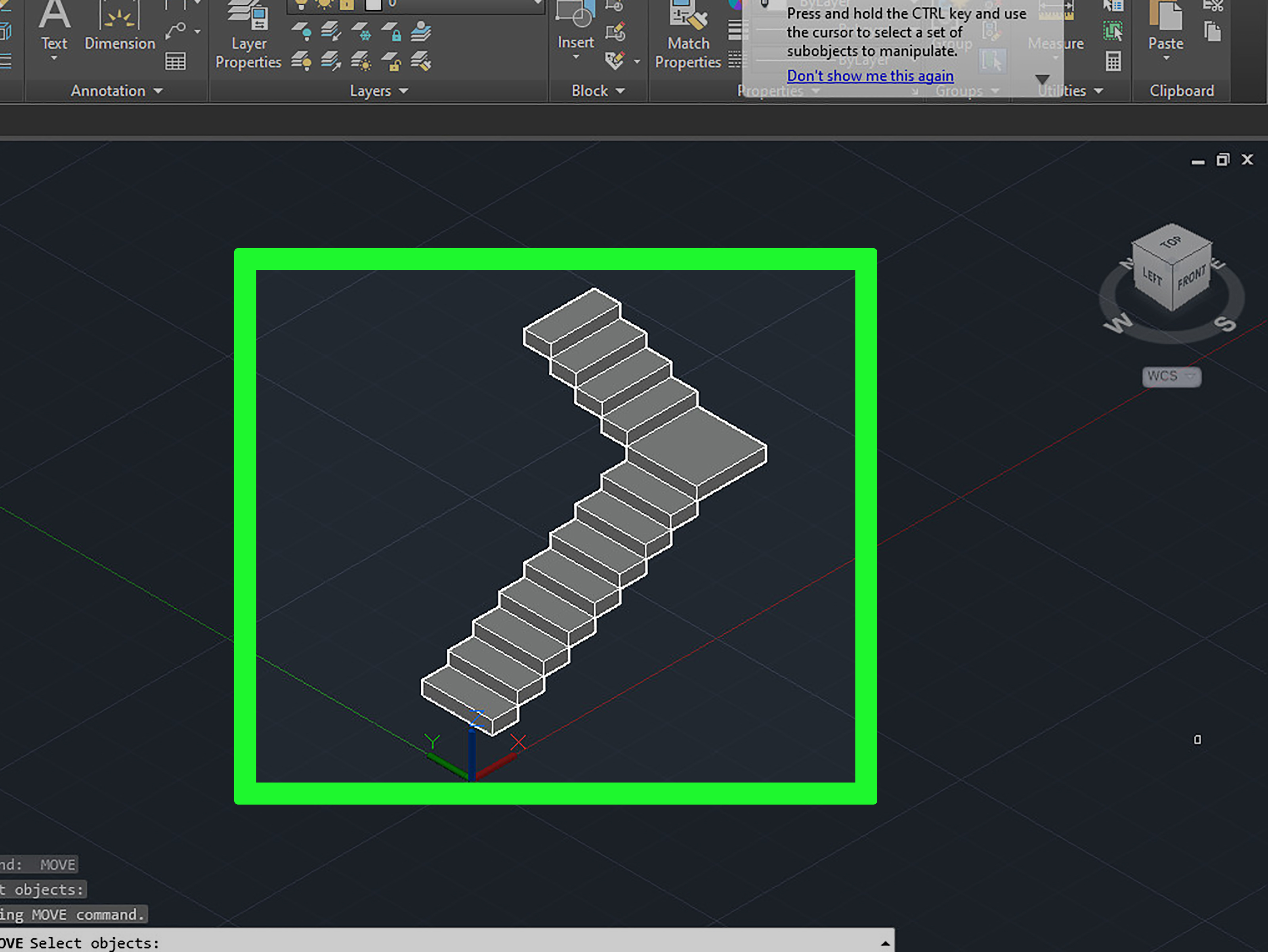 Rectangle: How to Create an L‐shaped Stairway on Autocad