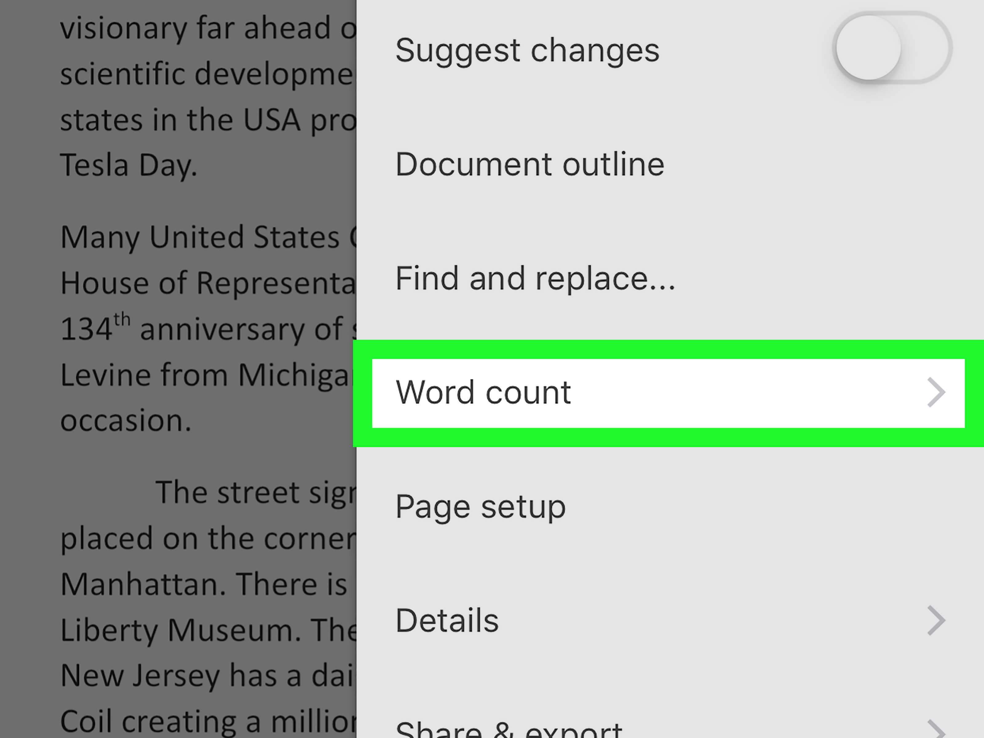 how to do word count on a mac