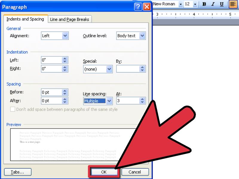 how to do double space on word 2003