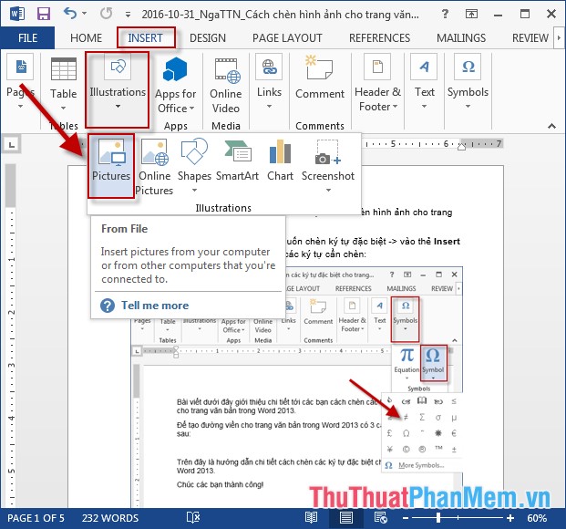 How to Insert Images for Text Pages in Word
