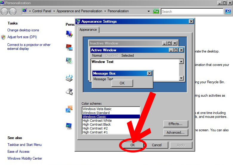 How to Revert to the Classic Windows Color Theme on Windows Vista