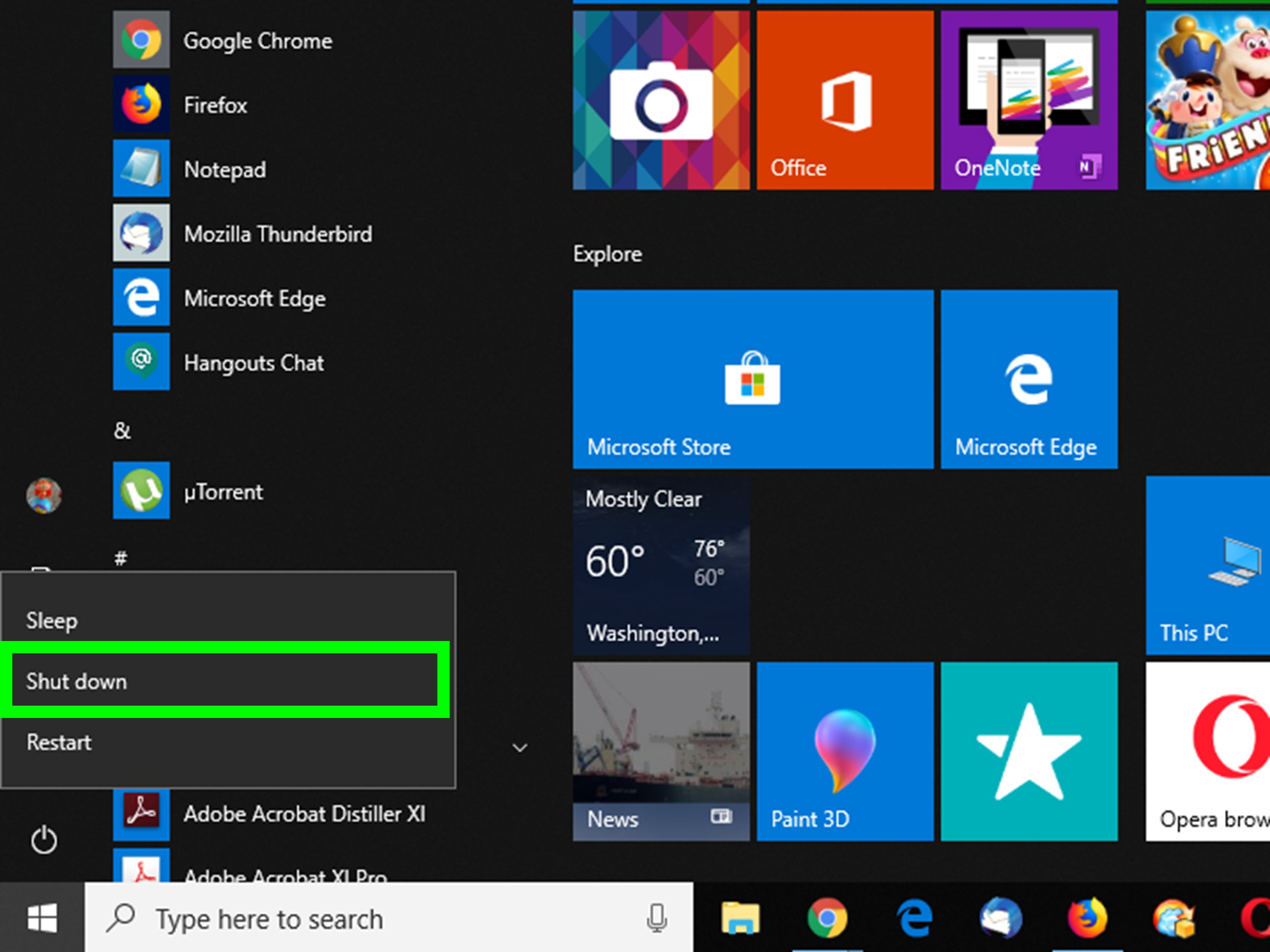 Menu: How to Shut Down Windows