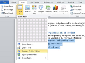 Instructions For Converting Table Format In Word 2010 Into Text